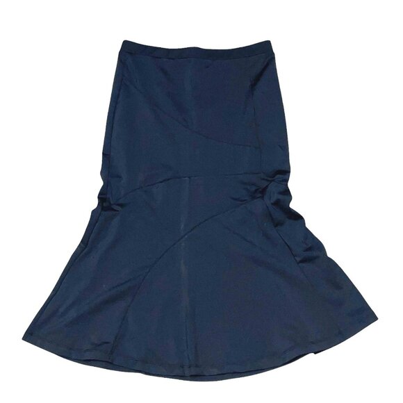 Halara Flare Bottom High Waisted Casual Stretch Work Midi Skirt Sz Medium Black - Picture 2 of 7